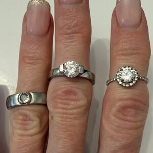 Sparkling White Cubic Zirconia Solitaire Ring in Silver-Tone